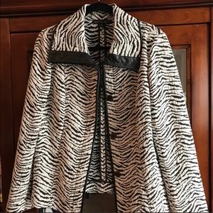 NEW wTAGS! Fabulous Lafayette 148 Animal Print Jacket with Vegan Leather Trim